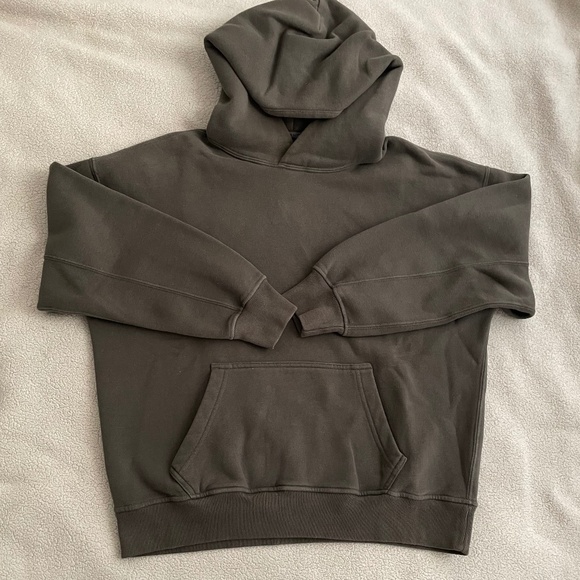 A&F Essential Popover Hoodie in Moss/Olive - Picture 1 of 5